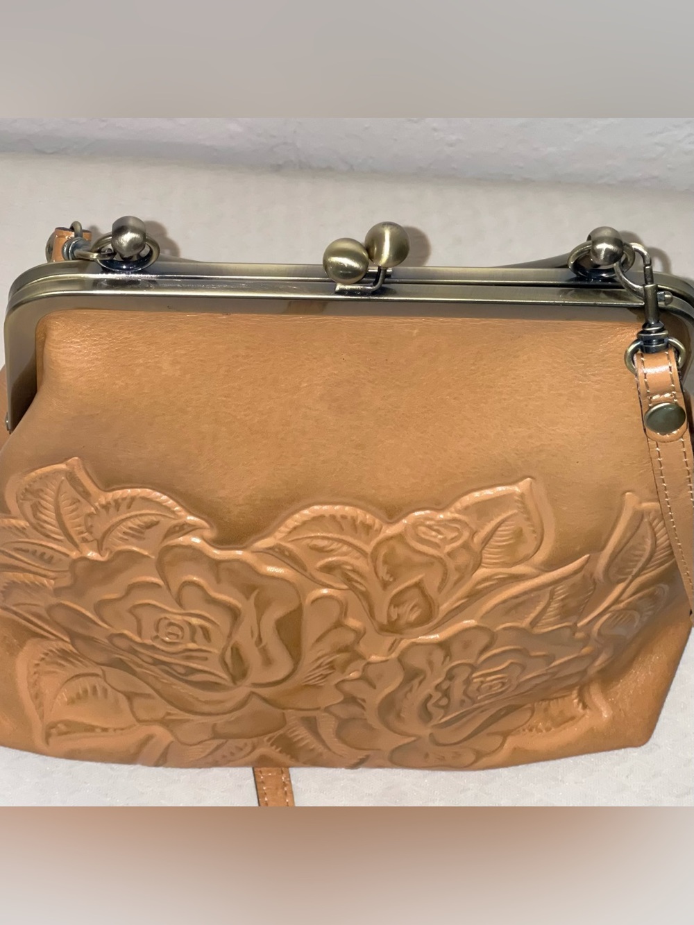 Patricia Nash Novelle Rose Tooled Leather Satchel - Cross Body - Picture 2 of 12